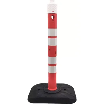 Dopravní zařízení Červeno-bílý plastový (PPC) dopravní výstražný sloupek FLOMA WP55 - 11 x 120 cm
