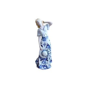 Figurína Cibulák Dáma s Kloboukem 23cm český porcelán Dubí