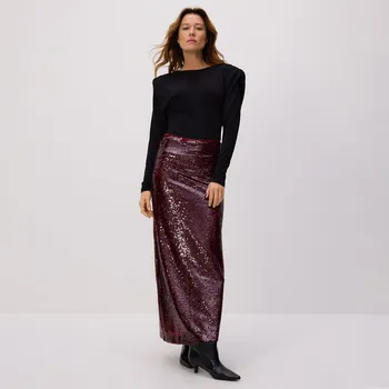 Dámská sukně Reserved - Flitrová maxi sukně - hnědá - 727EH-83X - 727EH-83X-XXL