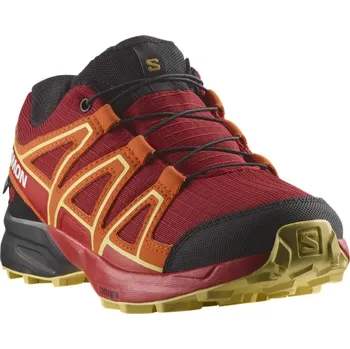 Dětská treková obuv Salomon Speedcross Cswp J L47565900 - red dahlia/red orange/sharp green 33