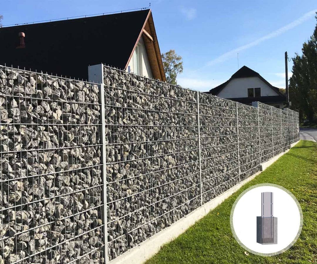 Gabionový plot 2D PRAKTIK, délka 250cm výška 43 cm, do betonu ZINEK
