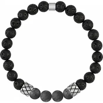 Náramek Manoki Pánský náramek Marco - 8 mm lávový kámen a larvikit X-NR2298/19 Šedá 19 cm
