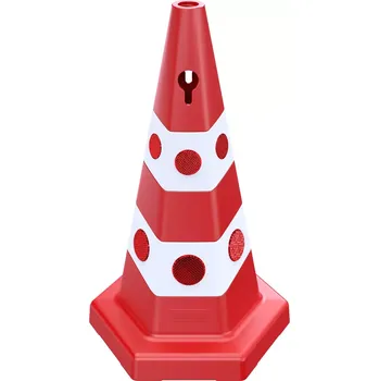 Červeno-bílý plastový (PPC) reflexní reklamní kužel FLOMA EC29 - 5,2 kg - 36 x 65 cm