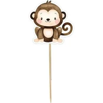 Dortová dekorace Opička 4,5 cm Veselý motiv Zvířátka na dort Dětská party Dekorace v safari stylu