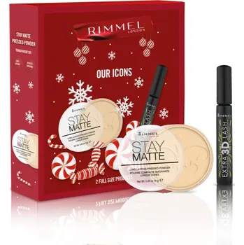 Kosmetická sada Rimmel Our Icons Rimmel Stay Matte pudr 14 g + Rimmel Extra 3D Lash objemová a prodlužující řasenka 8 ml kosmetická sada