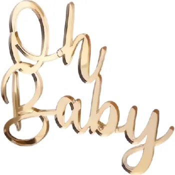 Dortová dekorace s nápisem pro miminko 9,5 x 8,2 cm Ozdoba na dort bez zapichování Výzdoba oslavy bronzová