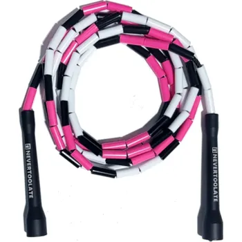 Švihadlo 150 g s tvrdými barevnými dílky a 4,5 mm nylonovým jádrem 2,9 m Pomůcka na skákání pro trénink, kondici a rychlé přeskoky růžová