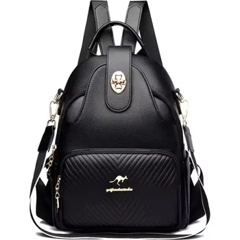 Městský batoh Dámský černý elegantní kožený batoh 2v1 Barva: Černá