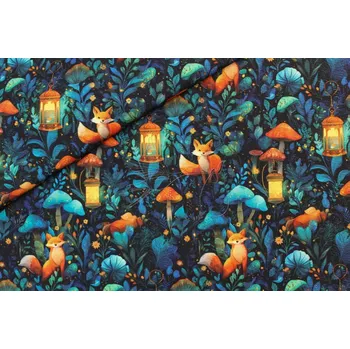 Zimní softshell vzorovaný - Lišky s lucernami