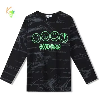 Chlapecké tričko dlouhý rukáv Kugo DT9419 černé (Moderní bavlněné tričko pro kluky)