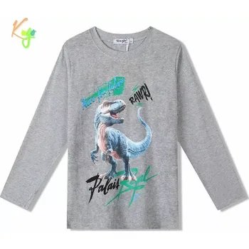 Chlapecké tričko Chlapecké tričko dlouhý rukáv Kugo XC1305 šedé (Veselé tričko pro kluky s dinosaurem)