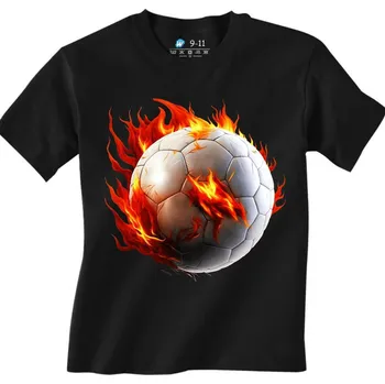 Chlapecké tričko Dětské tričko Sportovní Míč v Plamenech (Velikost: 12-13, Barva: Černá)