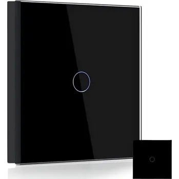 vypínač 2x SKLENĚNÝ SCHODIŠŤOVÝ DOTYKOVÝ SPÍNAČ LED 1-TLAČÍTKOVÝ JEDNODUCHÝ ČERNÝ