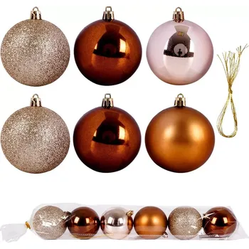 Vánoční dekorace Nerozbitné vánoční koule jantarové 7 cm, sada 6 ks