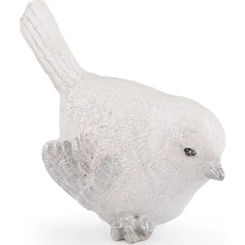 Dekorace ptáček s glitry, barva 6 bílá glitry