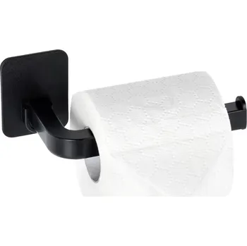 Černý držák na toaletní papír s lepením 3M 16,5 cm