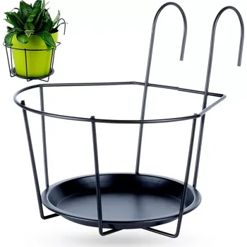 Květináč Kovový balkonový držák na květináč, černý