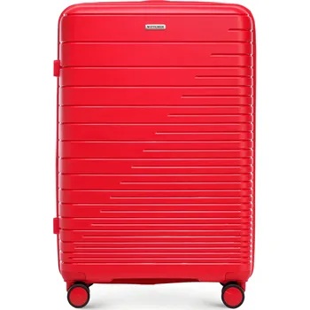 Červený velký kufr z polypropylenu s lesklými pruhy | WITTCHEN | 56-3T-163-35