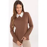 Světle hnědá viskózová halenka s ozdobným límečkem LK-BZ-510124.93-light brown Velikost: L