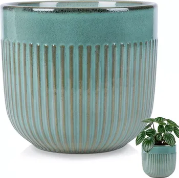 Květináč Porcelánový zelený květináč 17 cm