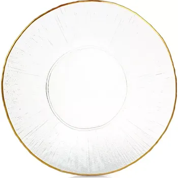 Talíř Skleněný mělký talíř se zlatým okrajem 30 cm