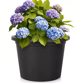 Květináč Plastový zahradní květináč černý kulatý 39 cm