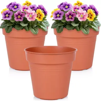 Květináč Plastový zahradní květináč kulatý 17 cm, sada 3 ks
