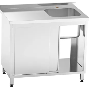 Nerezový dřez Nerezový dřez vpravo se skříňkou, posuvné dveře, 100×60×85 cm (dřez 40×40×30 cm)