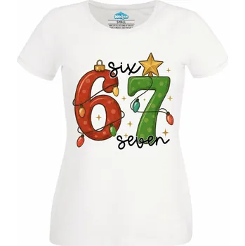 Dámské tričko Dámské tričko Vánoční Six Seven 67 (Velikost: XS, Barva: Bílá)