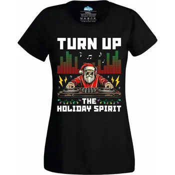 Dámské tričko Vánoční DJ Santa (Velikost: 4XL, Barva: Černá)