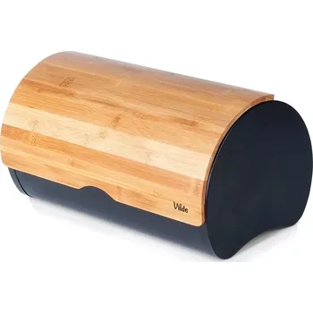 chlebník Chlebník z bambusovým víkem, černý kov, 38 × 24 × 20 cm VILDE