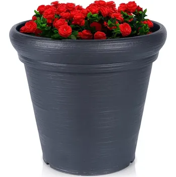Květináč Plastový venkovní květináč kulatý 38 × 34 cm, černý