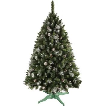 Vánoční stromek NG91461 stromek BOROVICE umělý vánoční + šišky a stříbrné konce + stojan 140cm