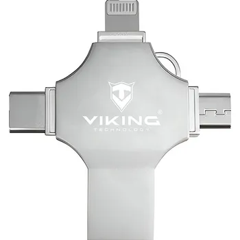 USB flash disk Viking 4v1/Flash USB/16GB/USB 3.0/USB-A + USB-C/+ Adaptér/Stříbrná
