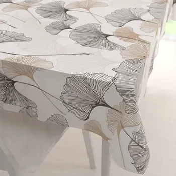 ubrus Bavlněný obdélníkový ubrus Sandra SA-411 Hnědé Ginkgo listy na bílém 50x100 cm