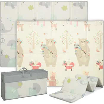 Hrací deka Skládací oboustranná podložka na hraní pro děti, 146,5 x 195 x 1,5 cm | vícebarevná