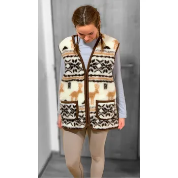 Dámská vesta Vesta z ovčí vlny s norským vzorem - hnědá Velikost: M