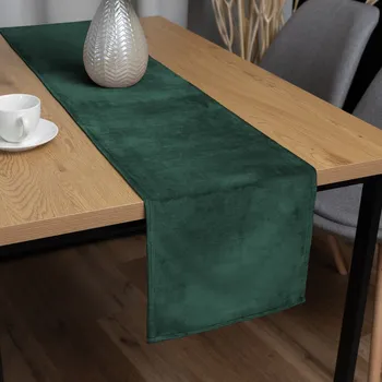 ubrus Sametový běhoun na stůl Velvet Premium SVP-044 Lesní zelená 35x120 cm