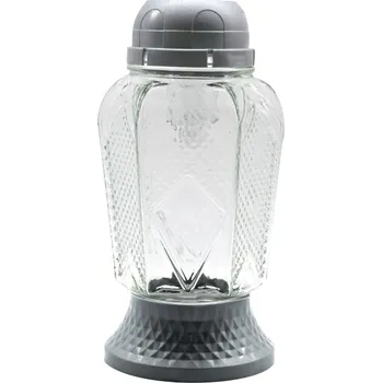 Smuteční dekorace Madona Hřb.Sklo LED 21,5 cm stříbrná