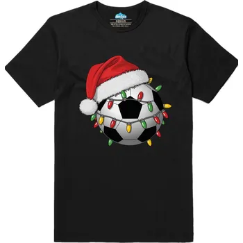 Pánské tričko Pánské tričko Vánoční Fotbalový Míč se Světýlky (Velikost: 3XL, Barva: Černá)