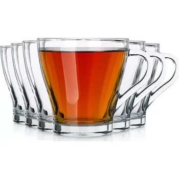 Sklenice Sklenice na kávu a čaj s uchem 250 ml, sada 6 ks Vilde