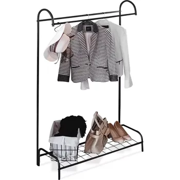 Věšák Stojanový kovový věšák na oblečení 147 cm, černý