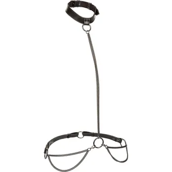 CalExotics Euphoria Collection Plus Size Chain Halter/Collar & Leash - Black