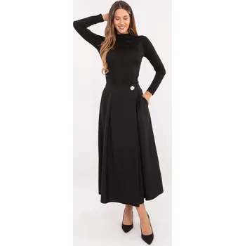 Dámská sukně Černá dámská skládaná midi sukně s kapsami IT-SD-81036.32-BLACK Velikost: ONE SIZE