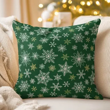 Povlak na polštářek Biante Povlak na polštářek 30 x 50 cm Vánoční vločky na zeleném