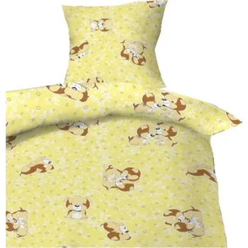 Povlečení Hybler textil Povlečení bavlna do postýlky Štěně žluté 90x130, 45x60 cm