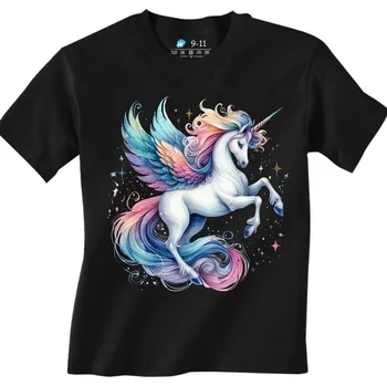 Chlapecké tričko Dětské tričko Jednorožec Pegas (Velikost: 9-11, Barva: Černá)