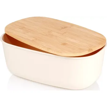 chlebník Chlebník s bambusovým víkem, krémový 39 × 23,5 × 15,5 cm