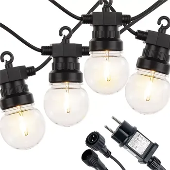 Vánoční dekorace Venkovní LED girlanda 14,5 m, 20 teplých žárovek s časovačem IP44