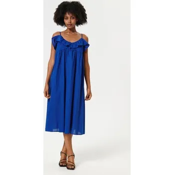 Dámské šaty Sinsay - Midi šaty na ramínka - námořnická modrá - TY601-59X - TY601-59X-XXS